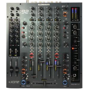 Allen & Heath Xone:92 professional DJ mixer with six channels and VCF filters, available for rent at FX Rentals.