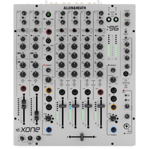 Allen & Heath Xone:96 professional DJ mixer with six channels and dual soundcard, available for rent at FX Rentals.